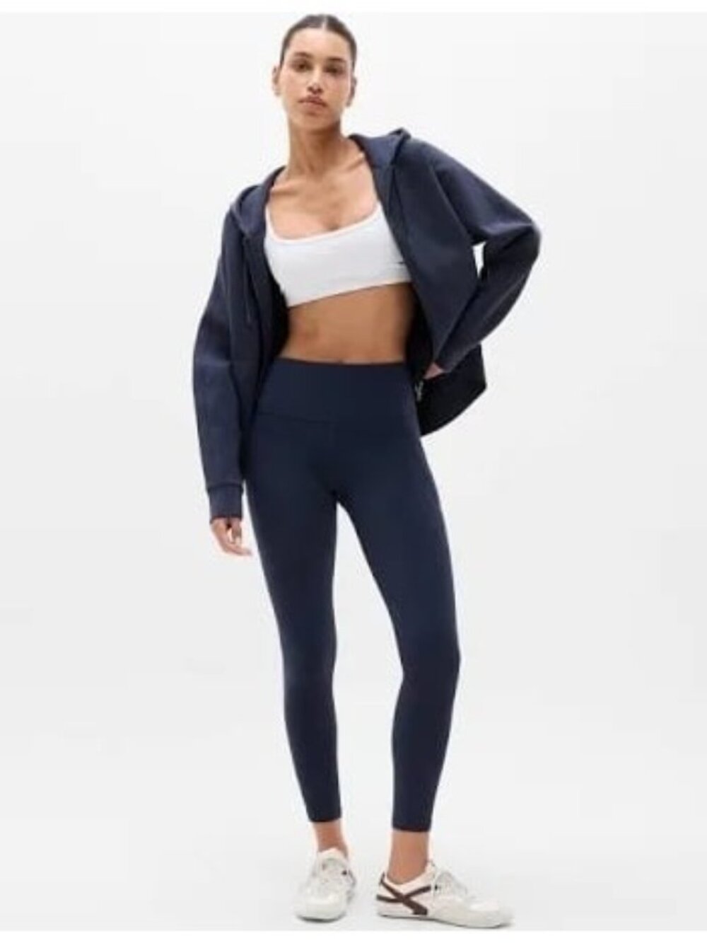 Athleta Ultimate Stash Pocket 7/8 Leggings Navy Blue Size Large Gym Yoga Active